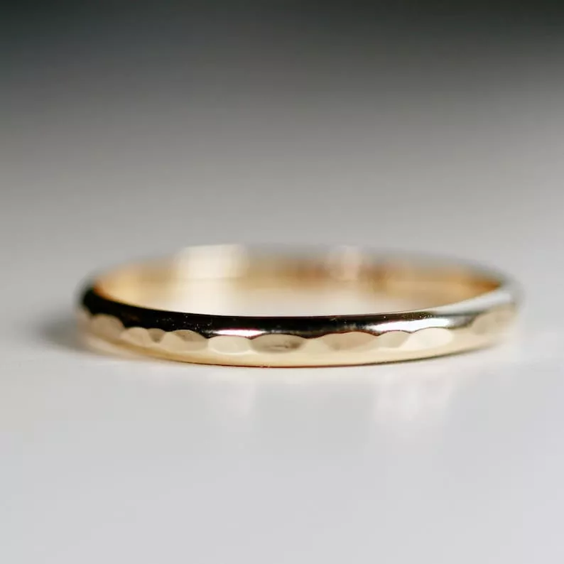 hammered gold wedding band to pair with engagement ring