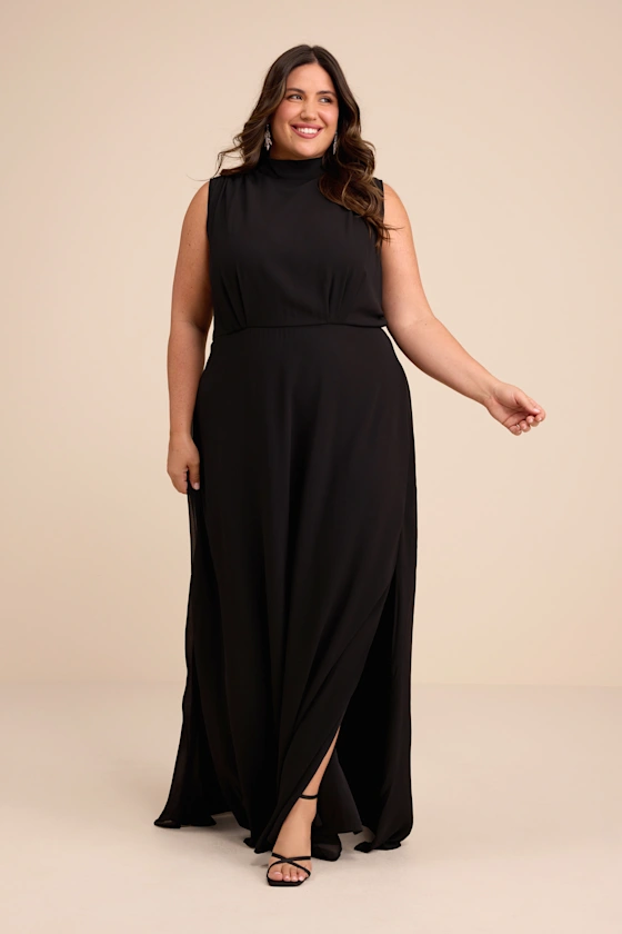 black plus size mother of the bride dresses that don't cling
