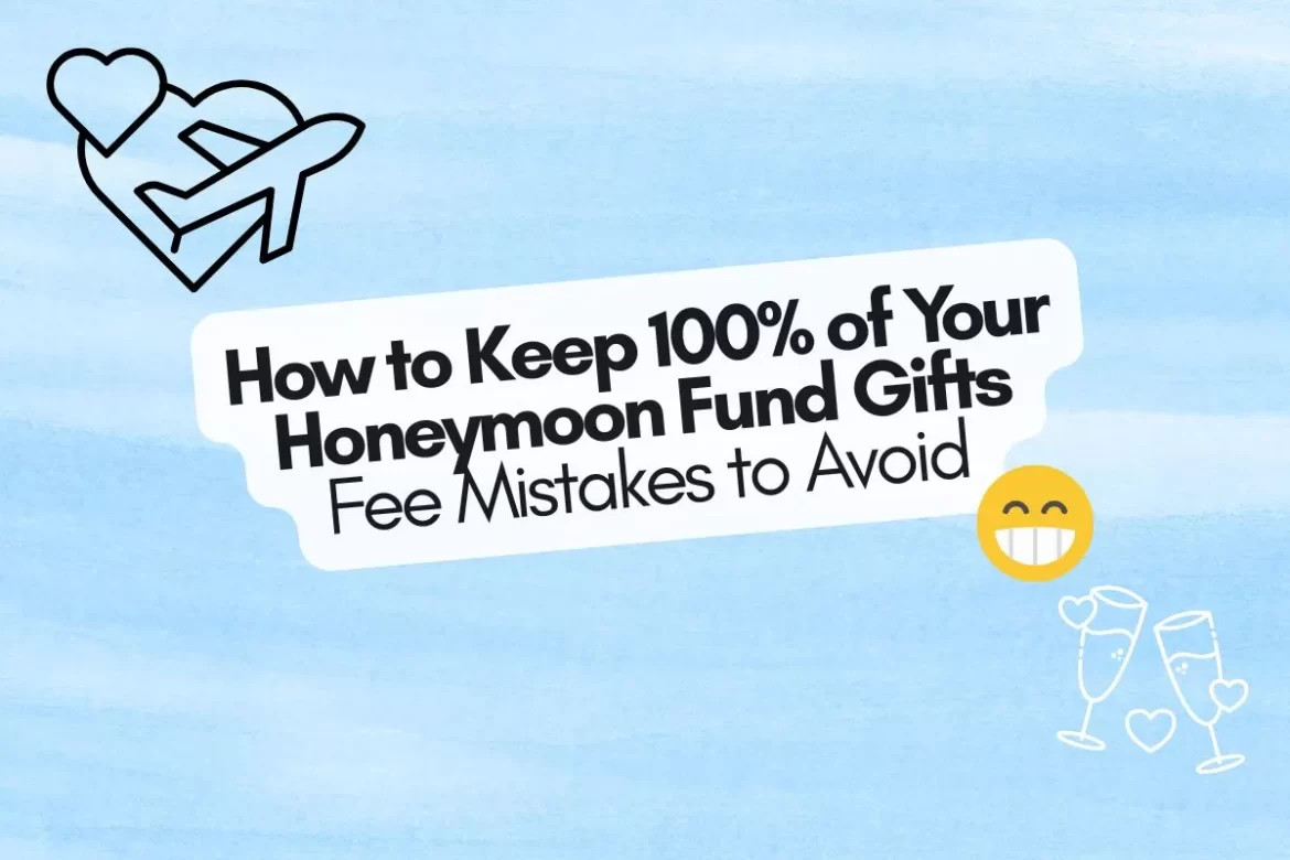 ride and groom celebrating honeymoon fund gifts with zero fees