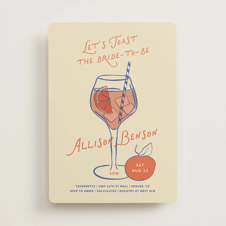 illustrated bridal shower invitation with custom sketch