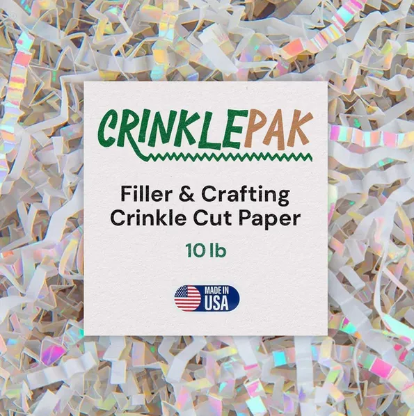 iridescent wedding gift box filler with crinkle paper
