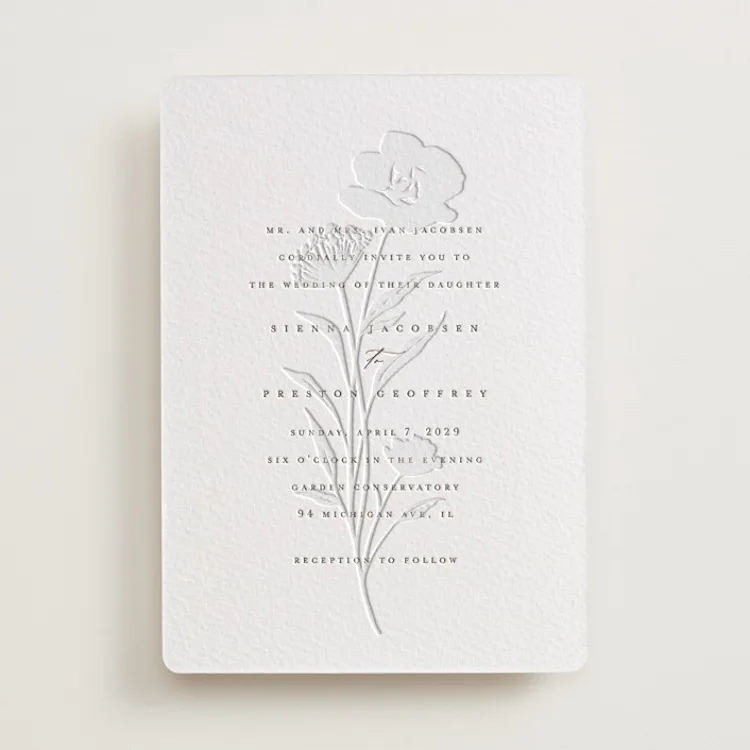letterpress wedding invitation suite with premium paper