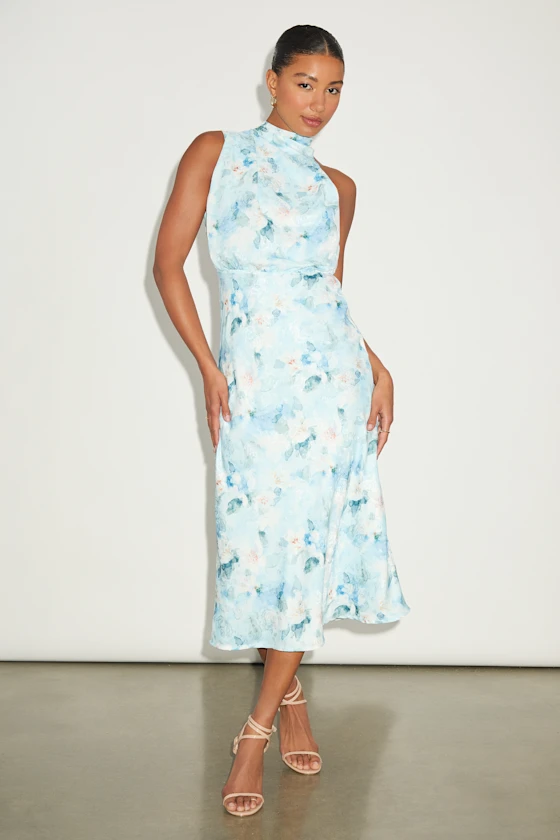 bride wearing light blue bridal shower dress - non white bridal shower dresses