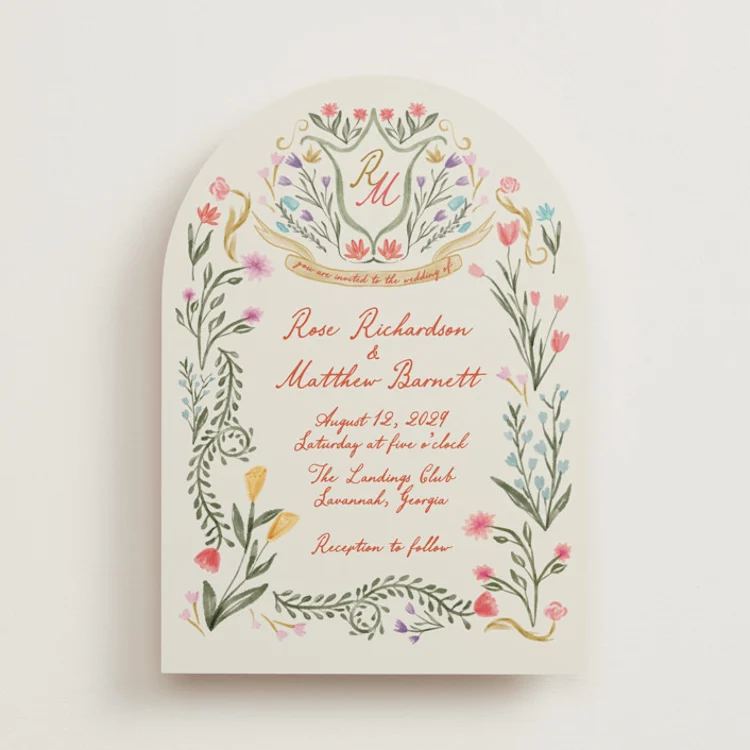 premium quality hand drawn wedding invitation on luxe paper