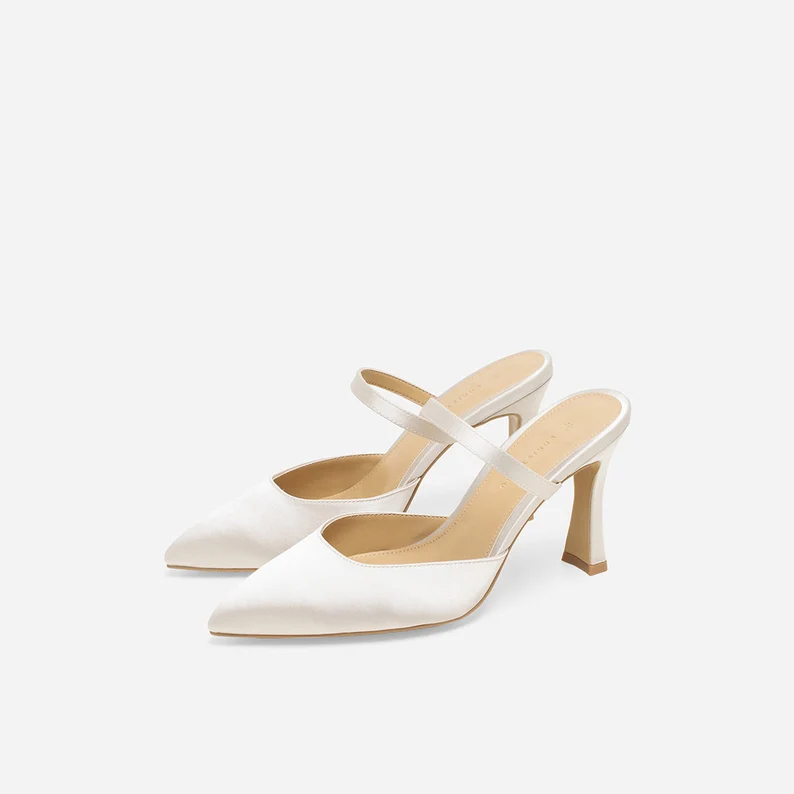 minimalist satin bridal mules modern chic wedding shoes