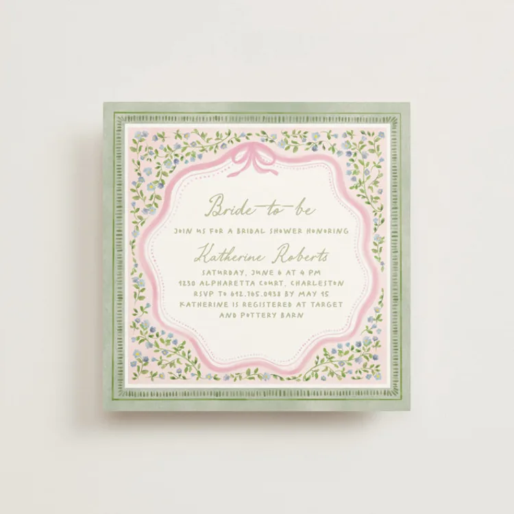 ornate luxe square bridal shower invitation examples