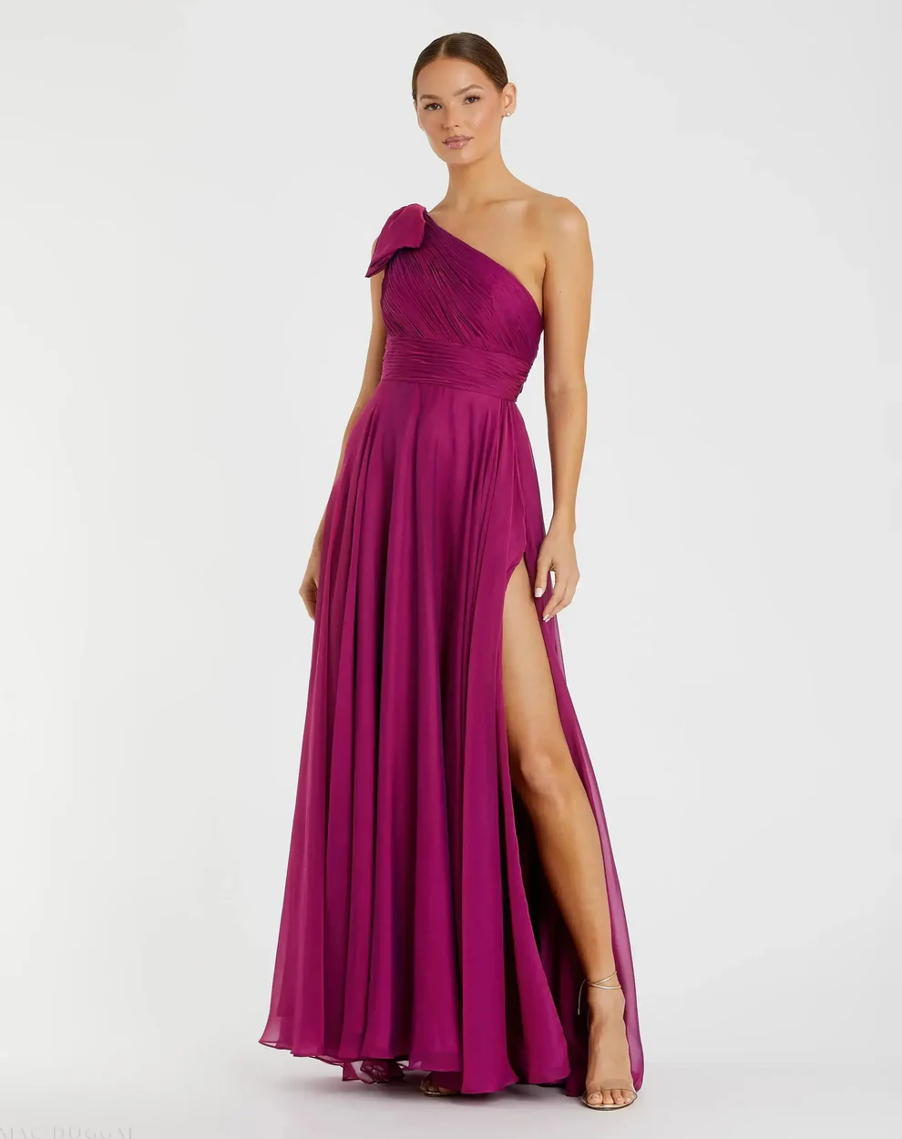 one-shoulder petite mother of the bride gown