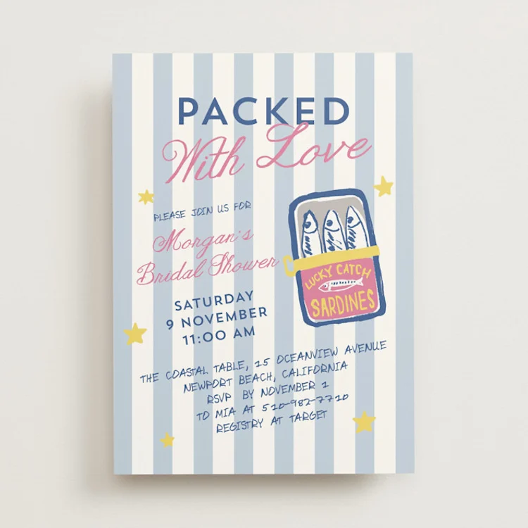 hand-drawn packed with love bridal shower invitation examples
