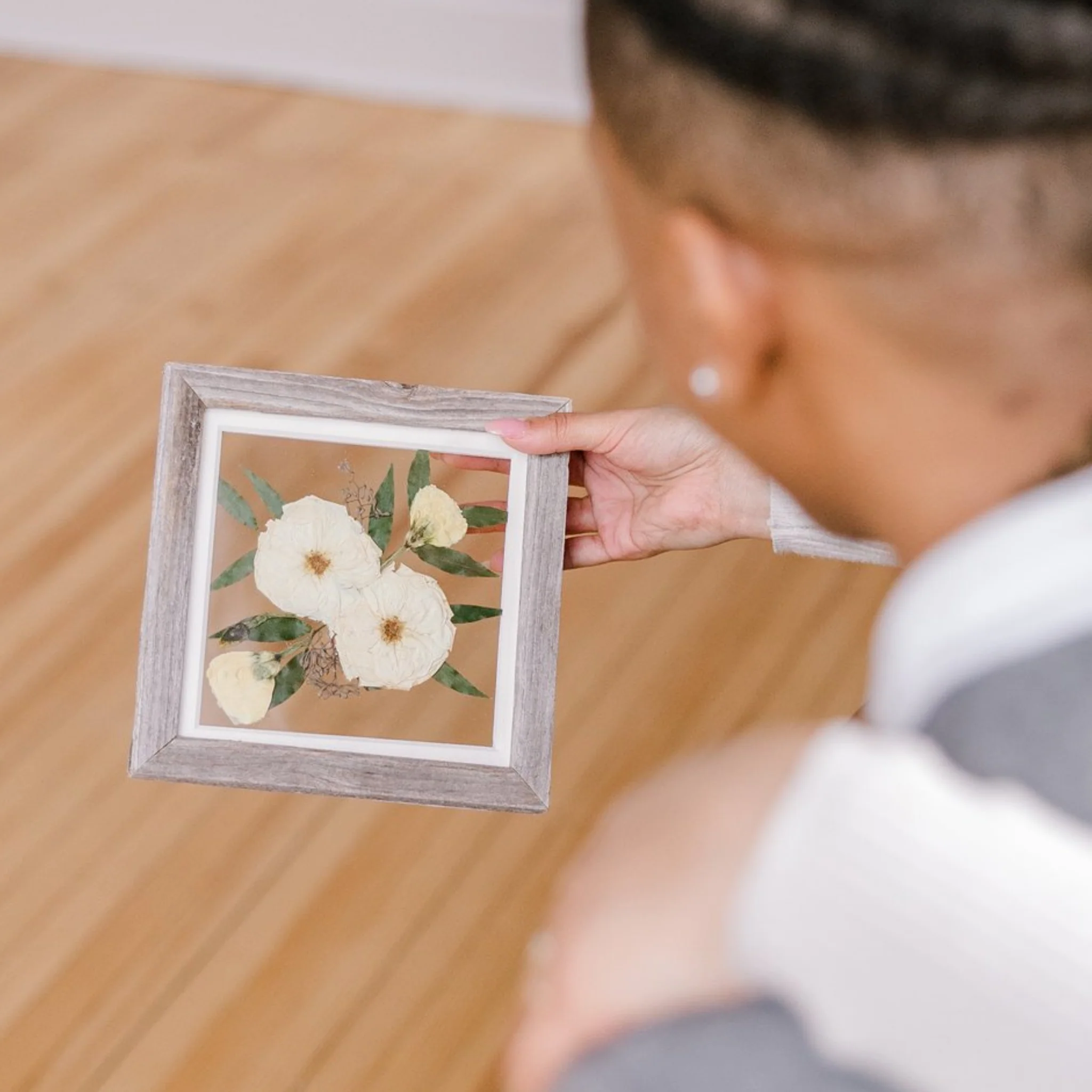 Pressed bridal bouquet framed keepsake for wedding memories