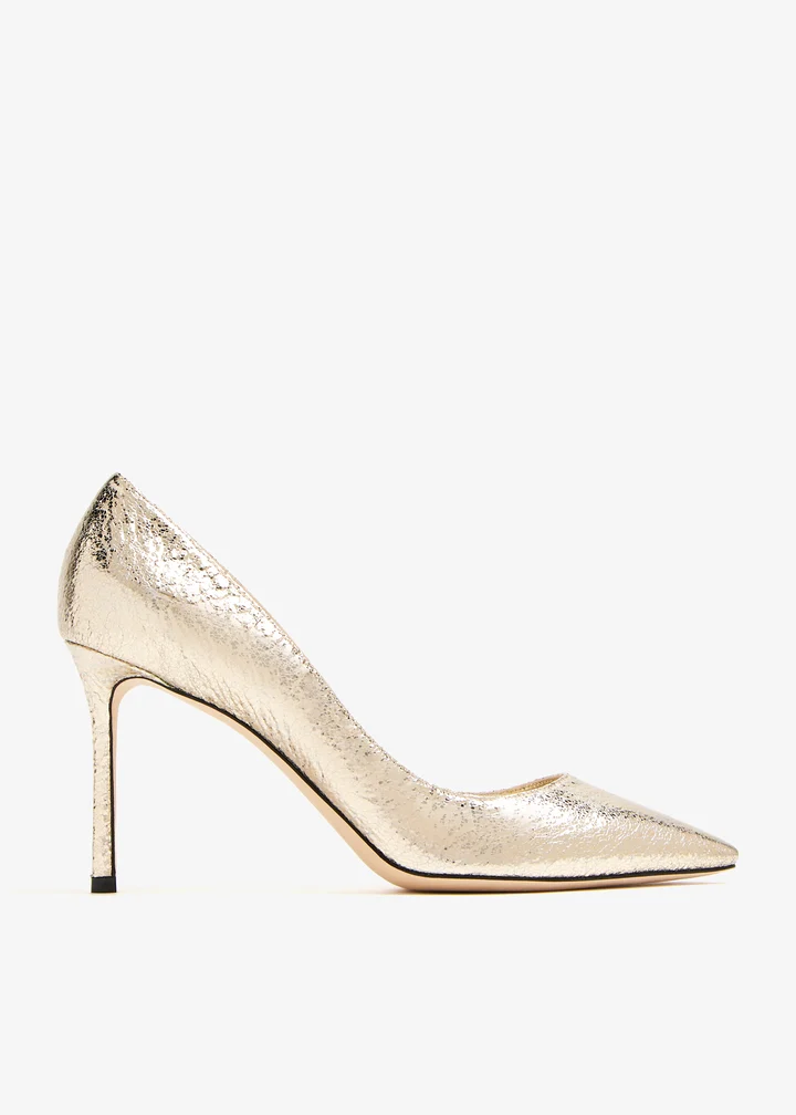 Pointed toe gold bridal pump luxury wedding shoes by jimmy choo