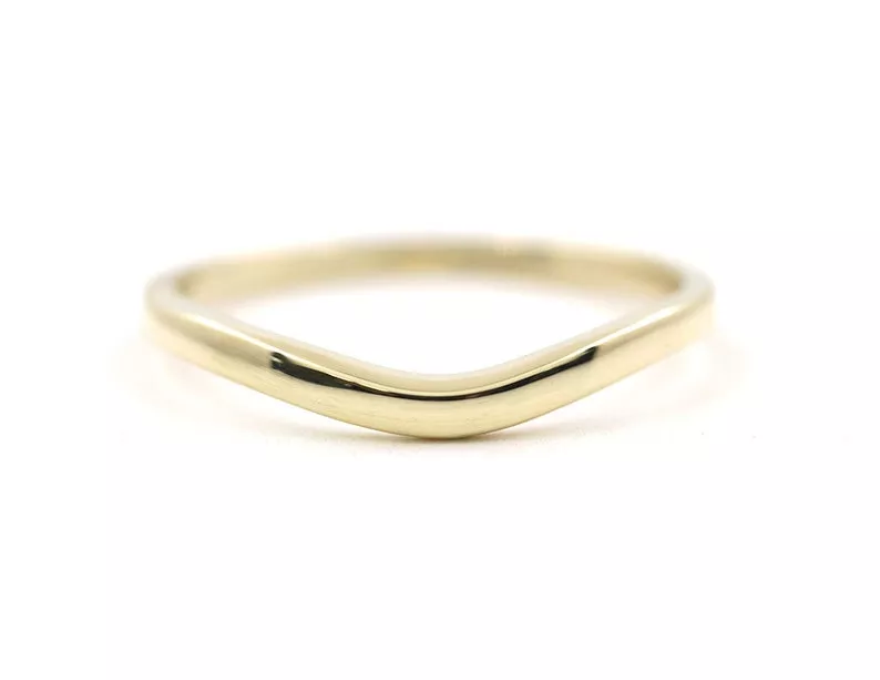 thin simple curved wedding band with no diamonds