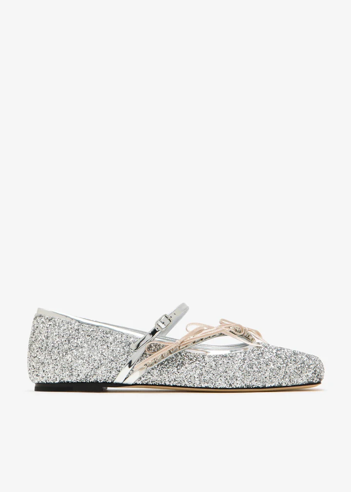 sparkly glitter flats by jimmy choo for wedding shoes