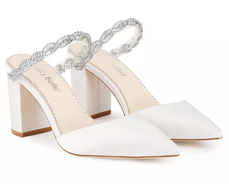 sparkly rhinestone bridal mules for reception and dancing