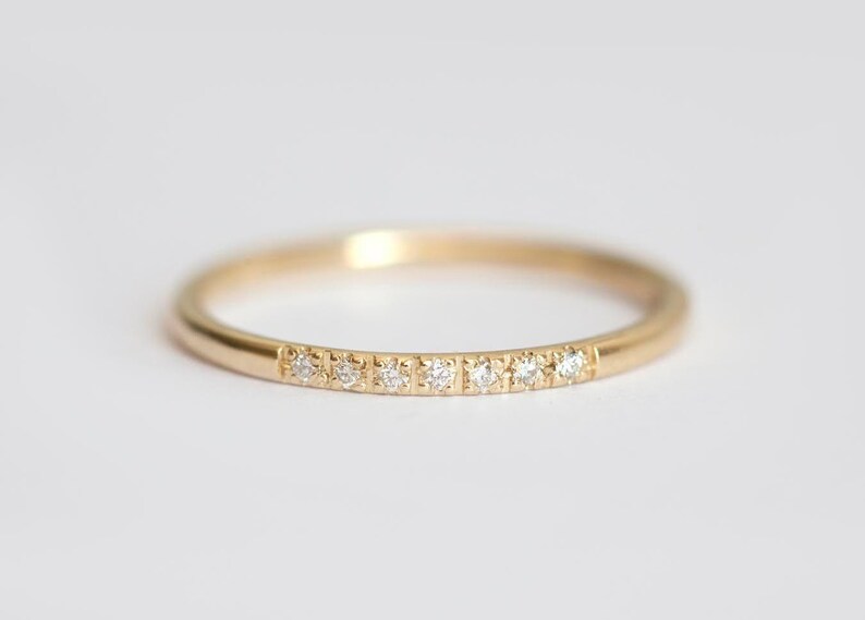 stacking wedding band with pave diamonds