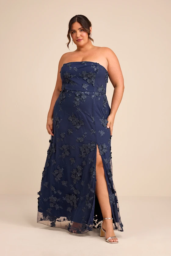 floral strapless plus size mother of the bride dress for fall weddings