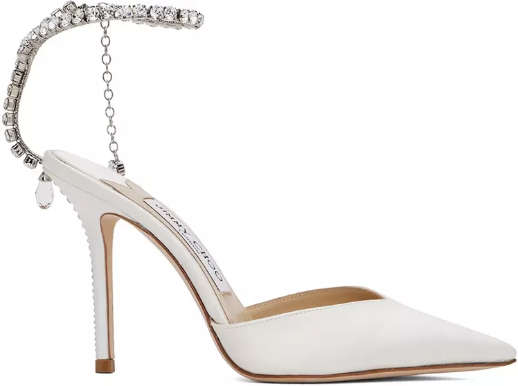 White pointed toe heels from Jimmy Choo wedding shoes collection