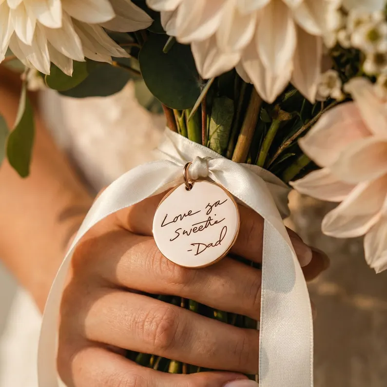 handwriting bouquet charm
