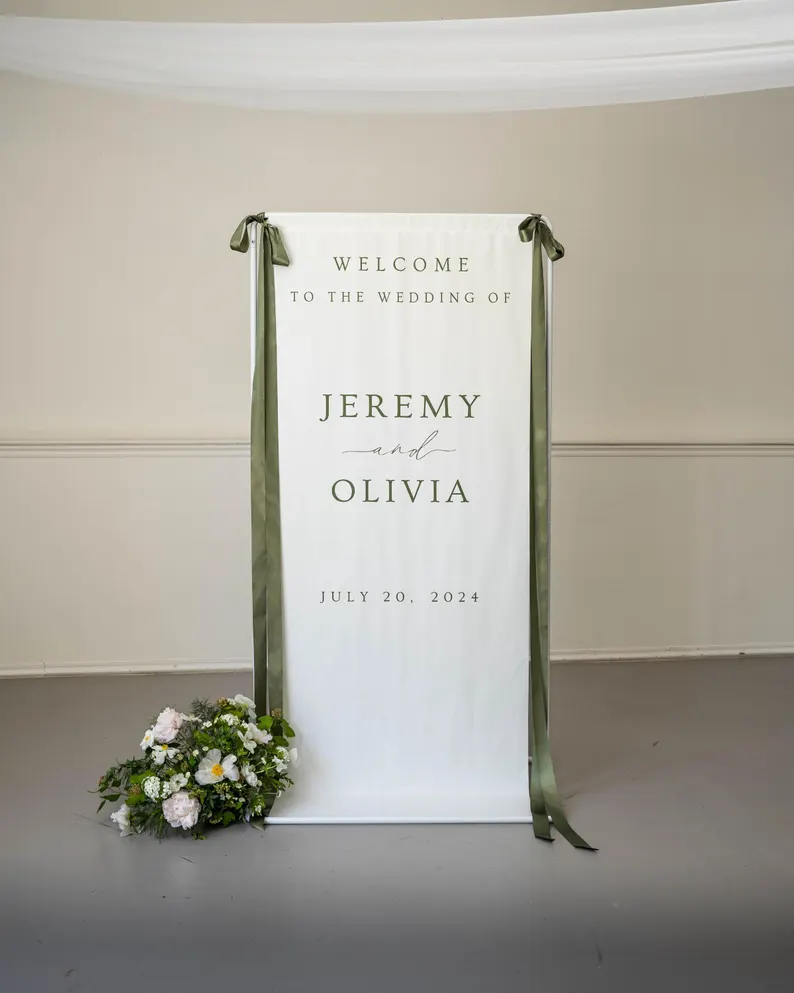 fabric wedding welcome sign