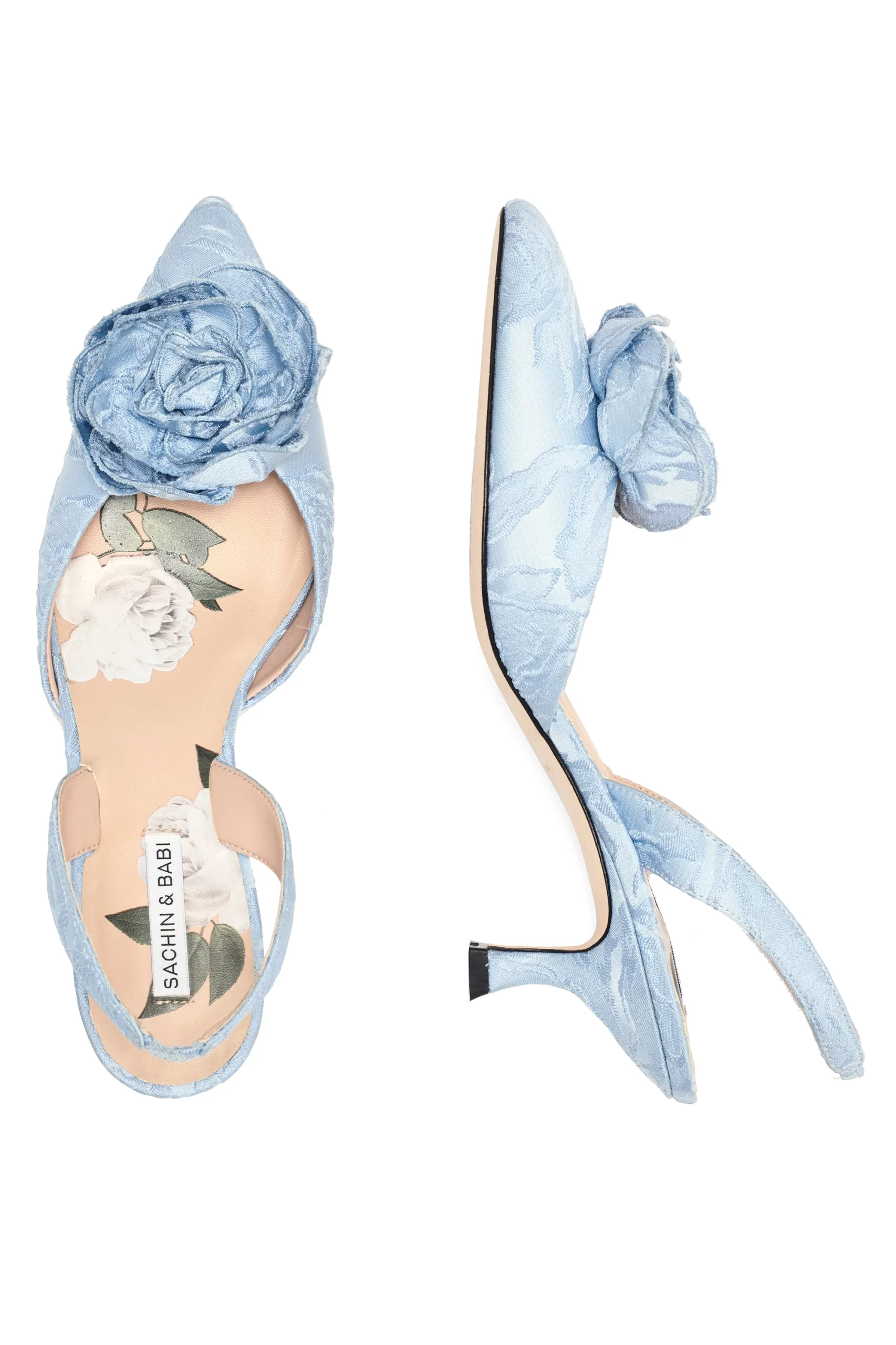 blue rosette floral lace bridal shower heels