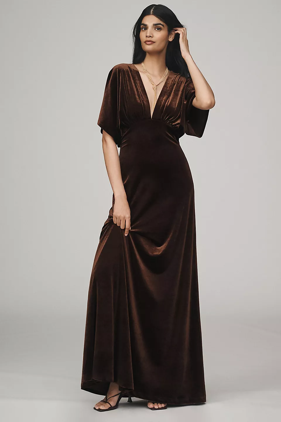 velvet brown bridesmaid dress