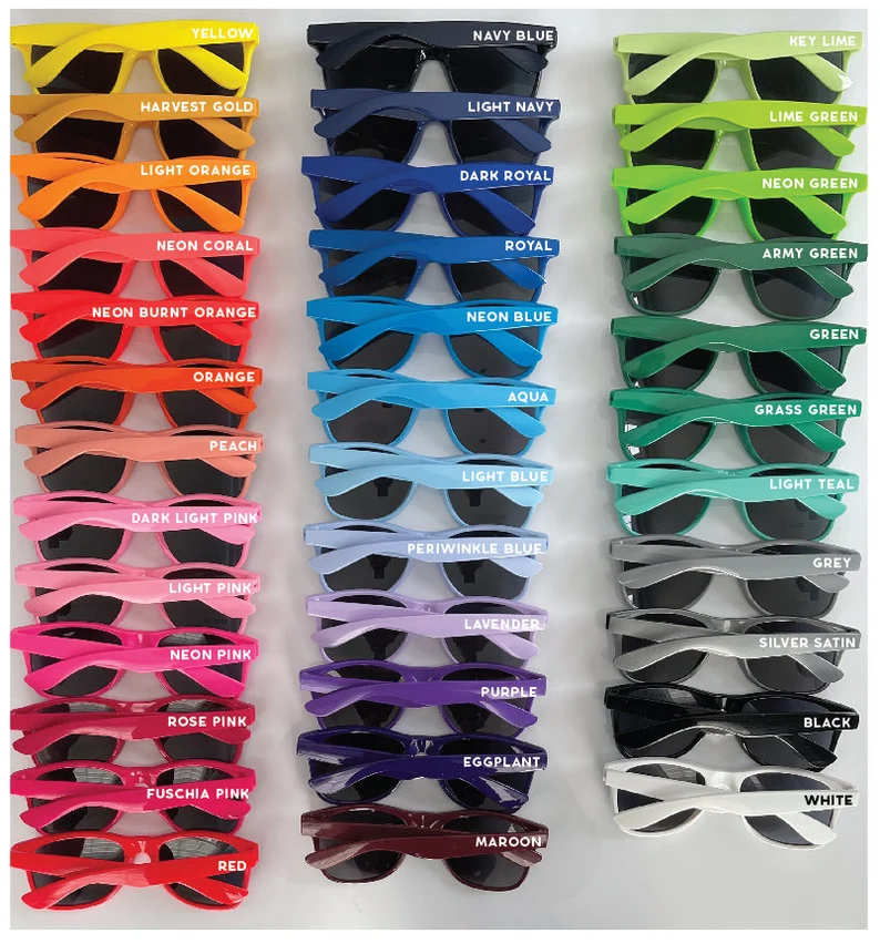 bright colorful wedding party sunglasses that are not expensive