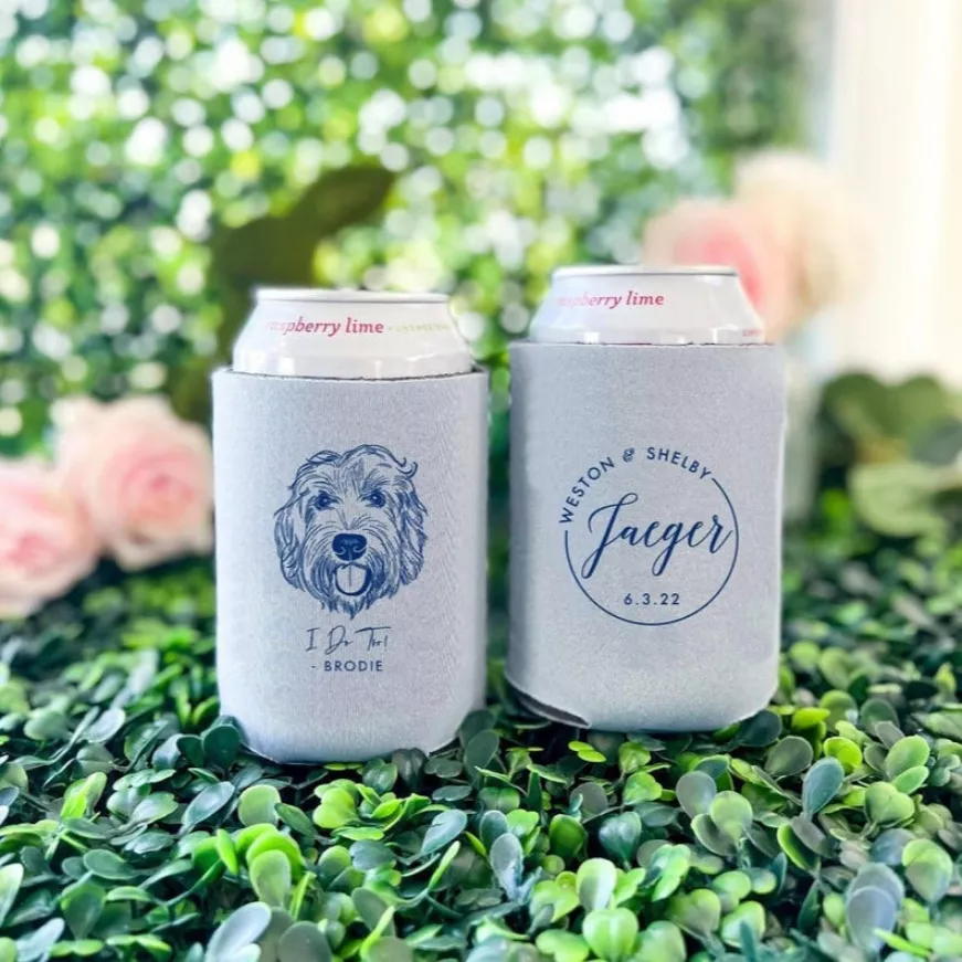 custom dog can cooler favors for weddings