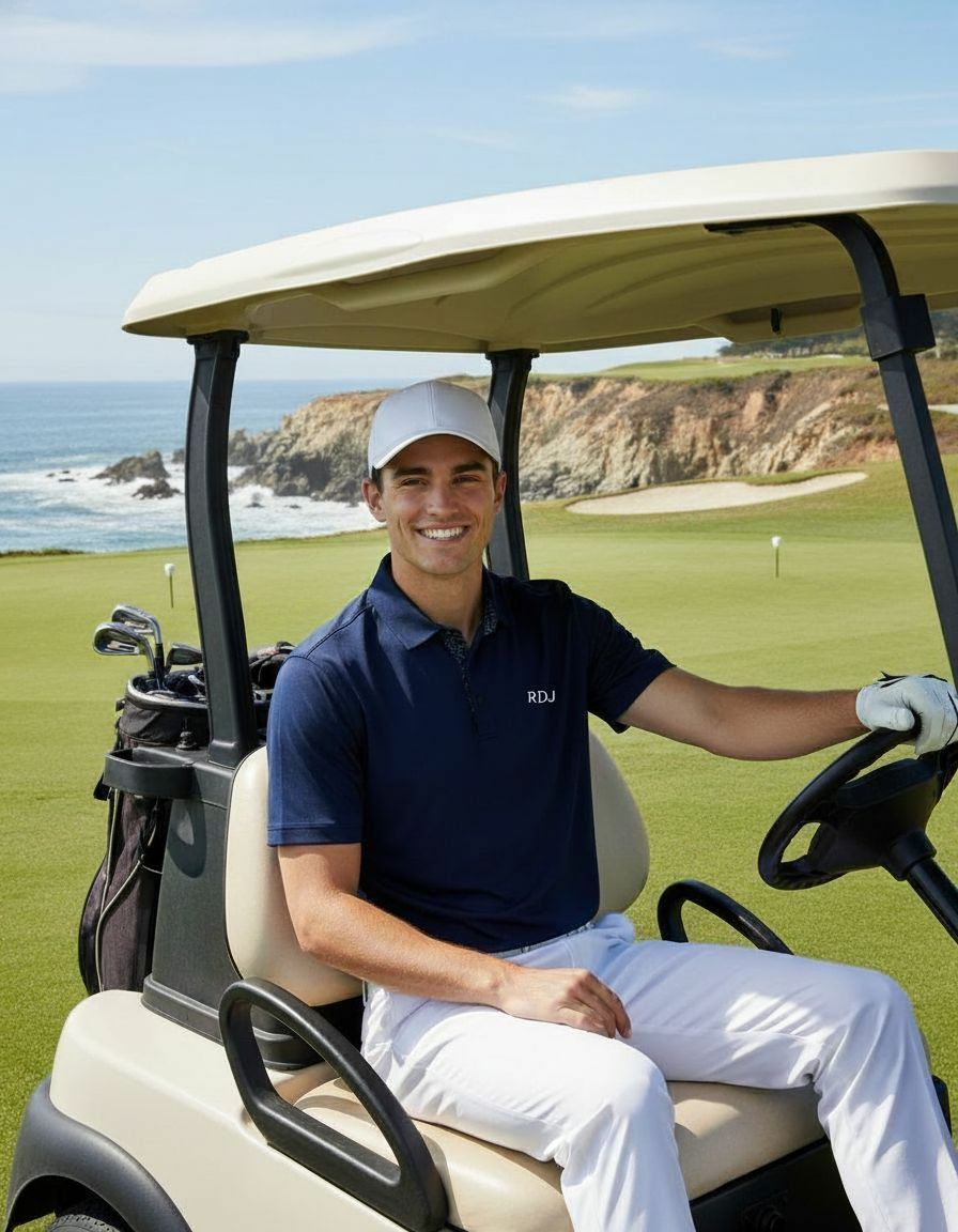 custom golf shirts for groomsmen laid out for wedding party