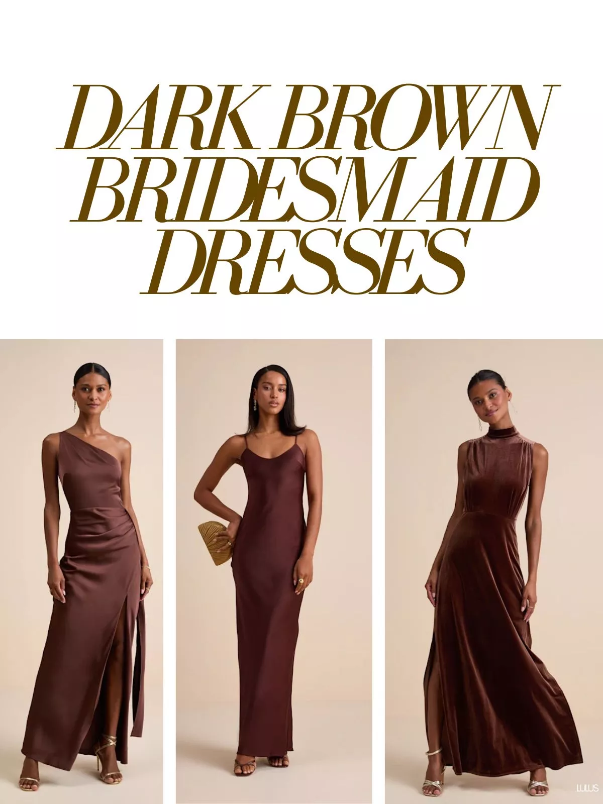 dark brown bridesmaid dresses styled for fall and elegant weddings