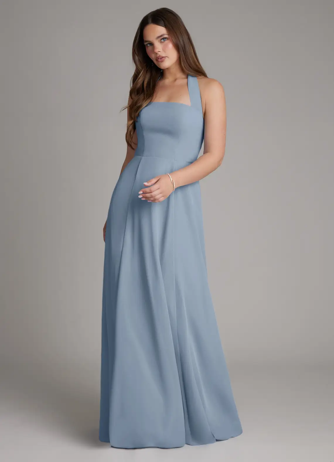 pleated a-line bridesmaid dress