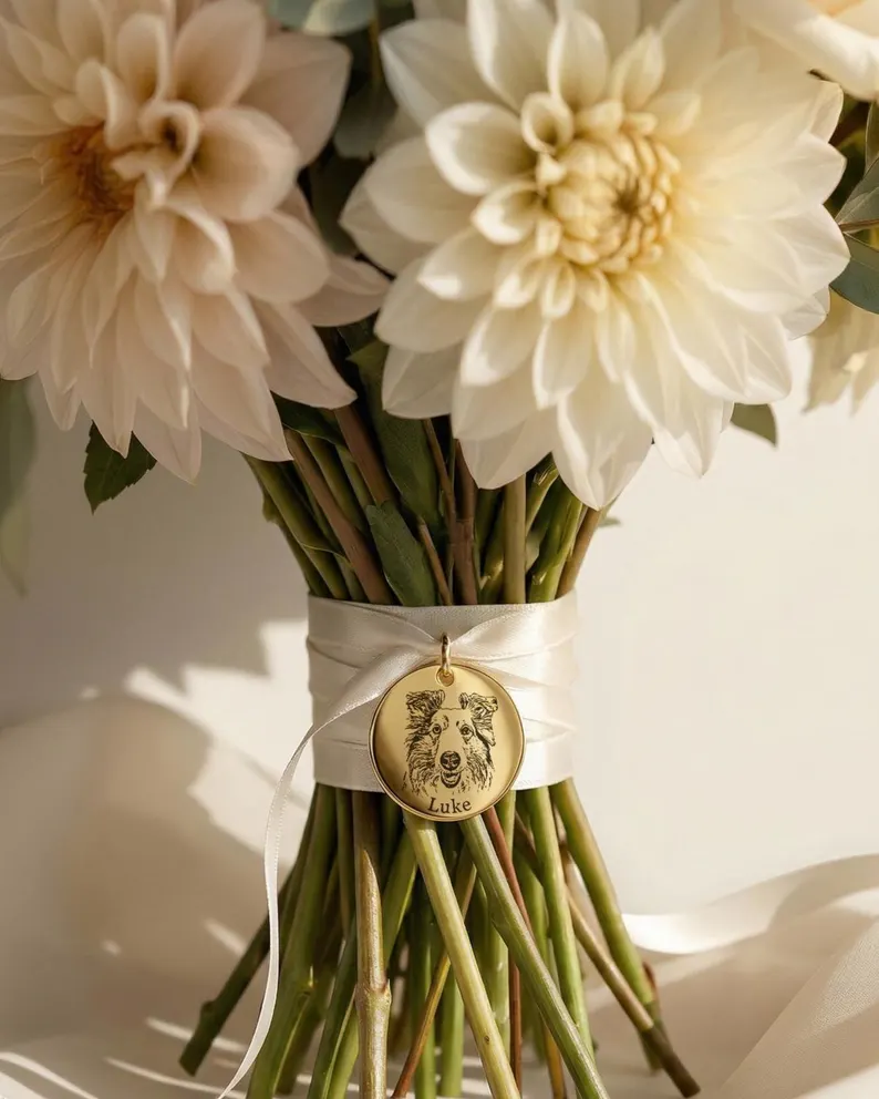 dog photo charm engraved