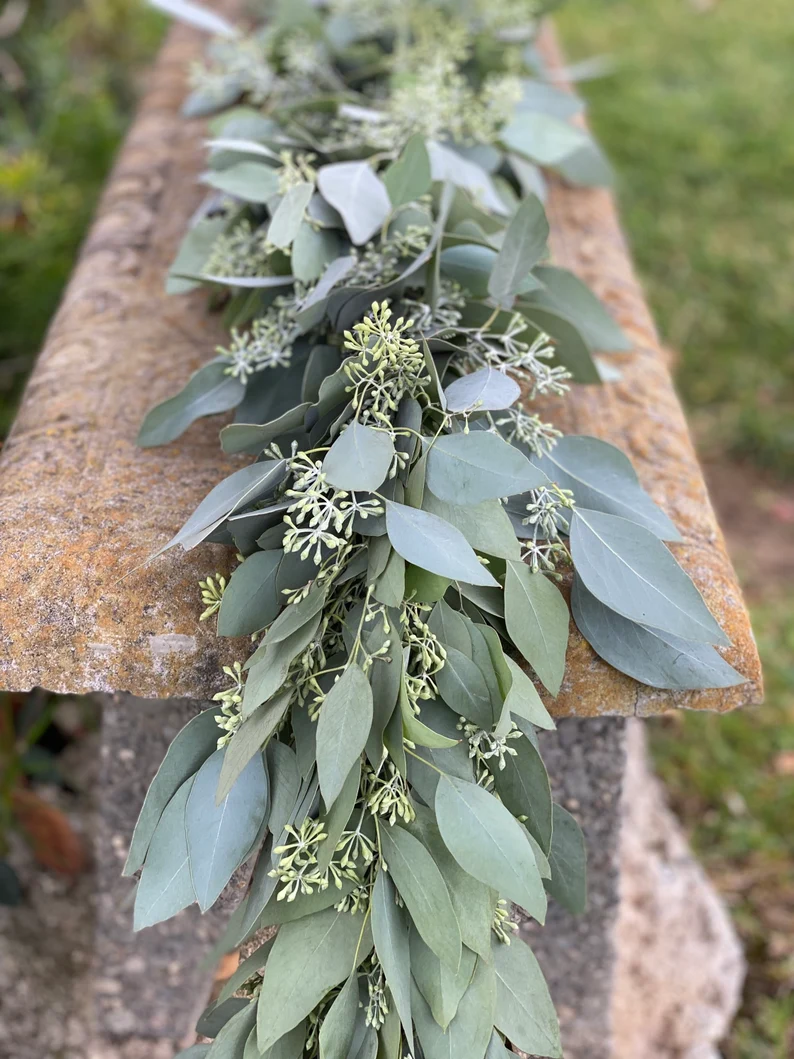 seeded eucalyptus garland for wedding centerpieces