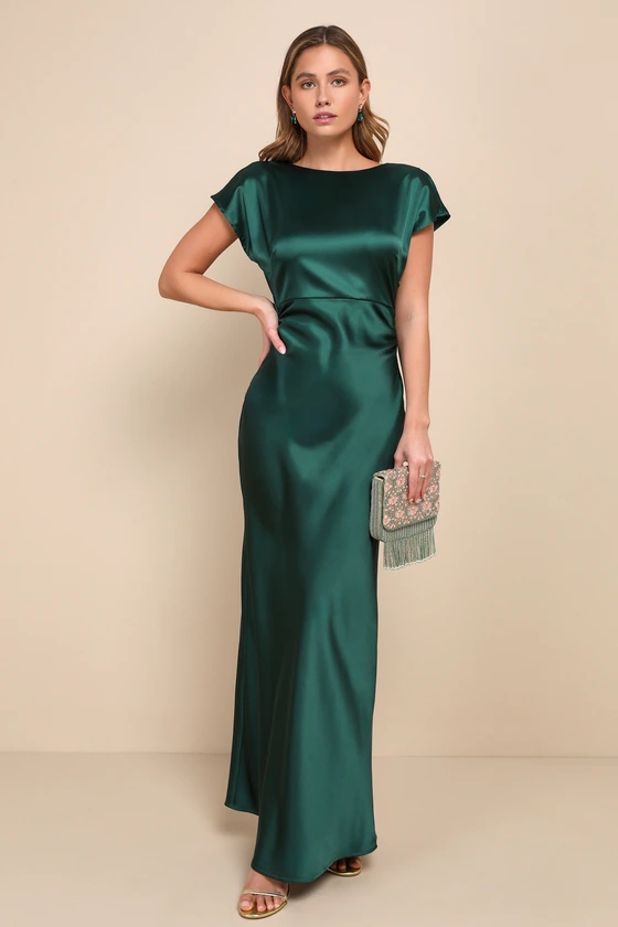 chic satin wedding guest dress quick delivery