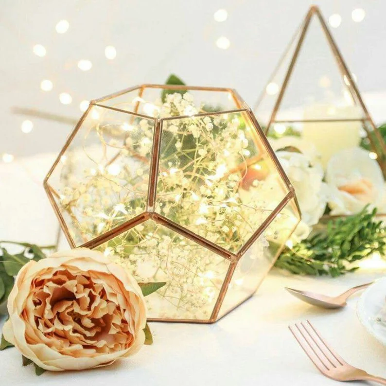 glass geometric terrarium centerpiece