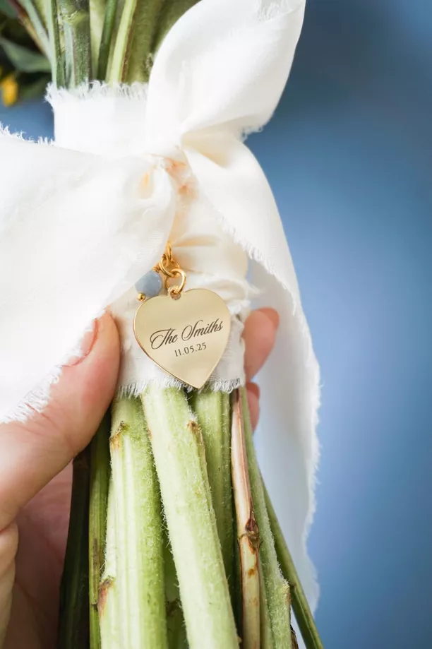 engraved bouquet charm