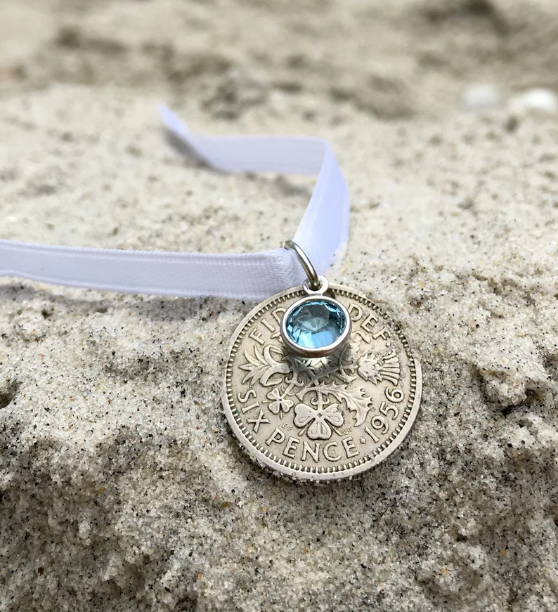 sixpence coin for wedding bouquet charm