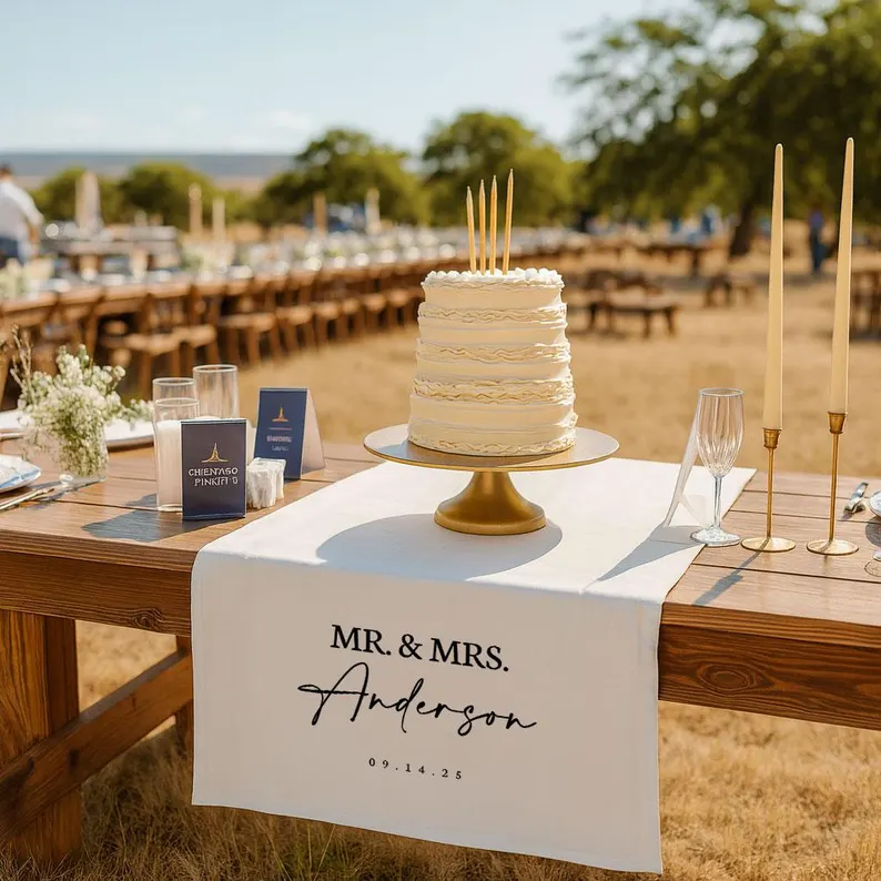 wedding table runner with mr and mrs name