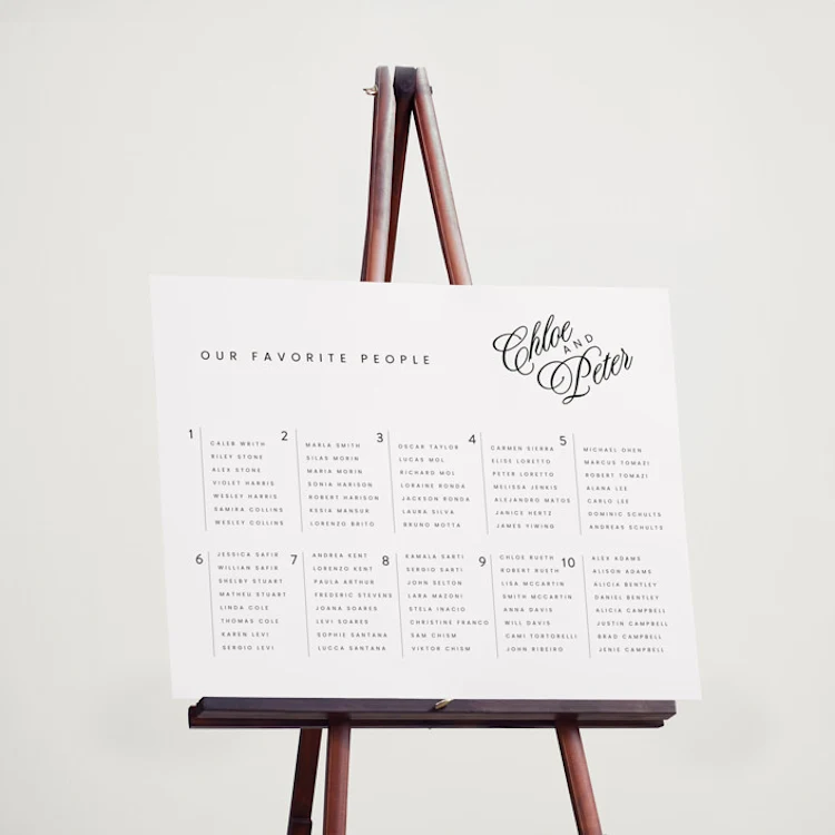our favorite people wedding seating chart sign example