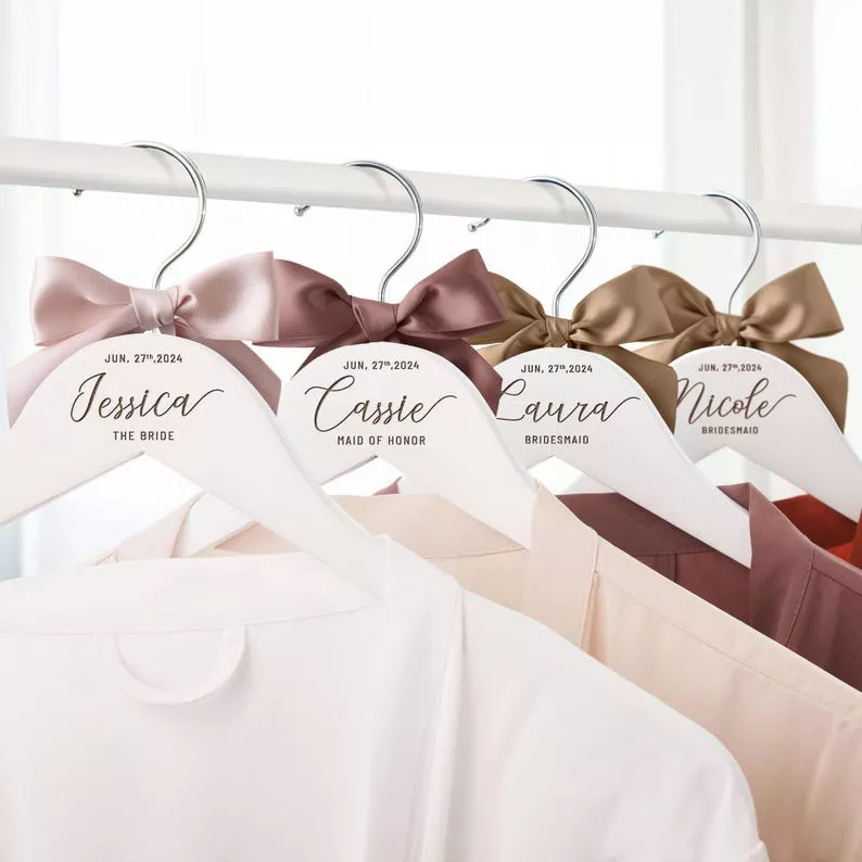 wedding dress hangers for bride and bridesmaids