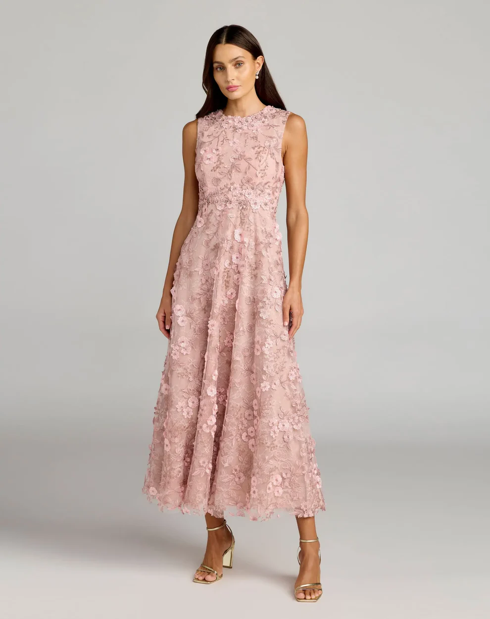 petite mother of the bride dress that is not frumpy - high neck blush midi