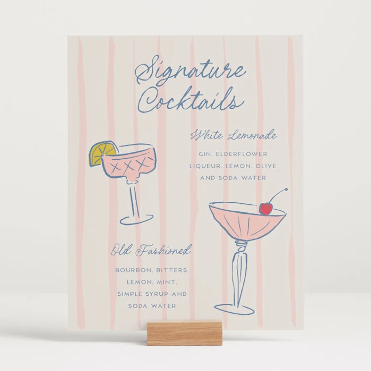 signature cocktails sign for wedding