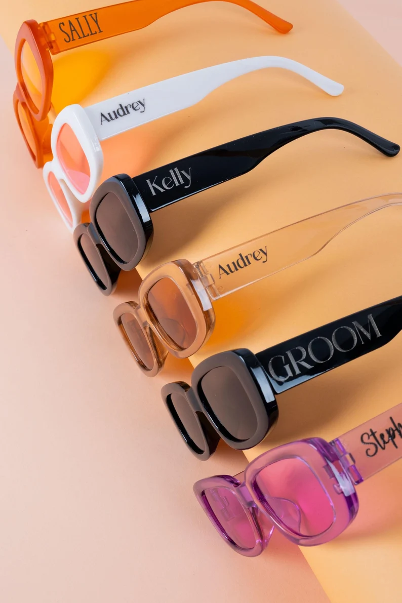 colorful trendy transparent wedding sunglasses favors that aren't expensive