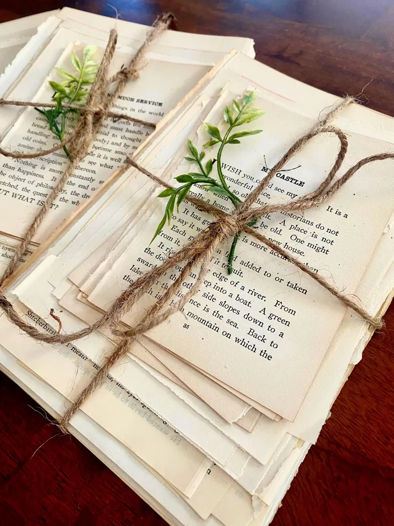 vintage book stacks for wedding centerpieces