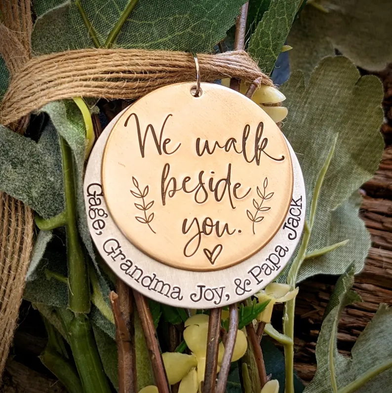 walk beside you charm for memorial on your bouquet