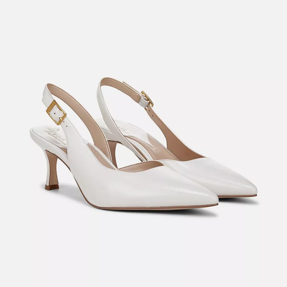wide wedding shoes with slingback and low heel