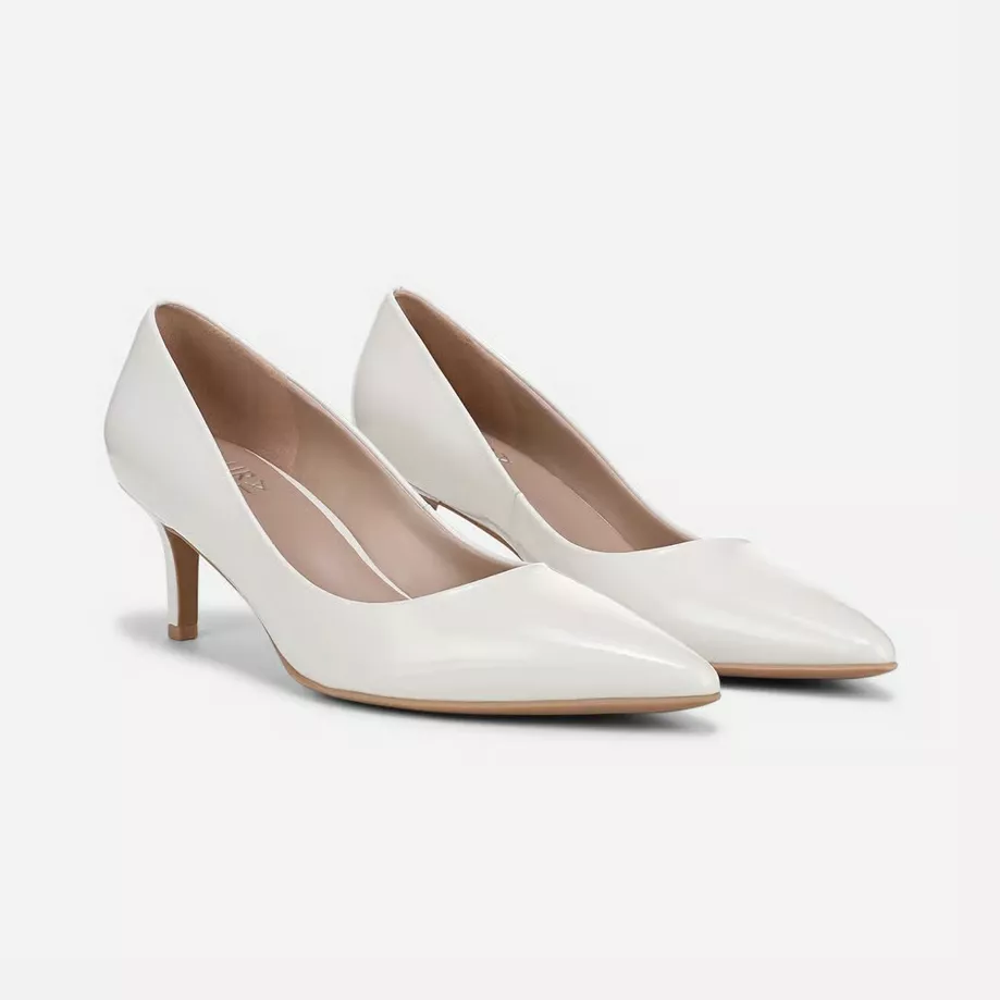 wide wedding shoes with kitten heel in white