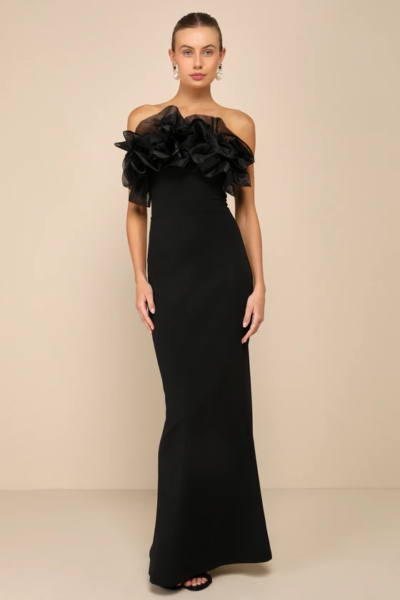 black strapless guest dress for black tie wedding