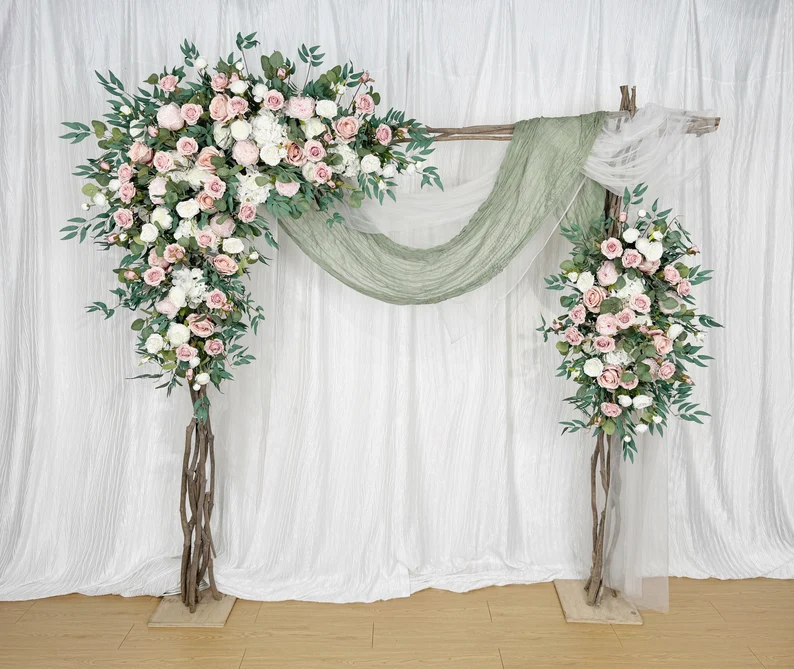 spring rose wedding arch decor