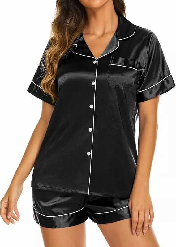 black button down shorts and short sleeve pajamas for bridesmaids amazon
