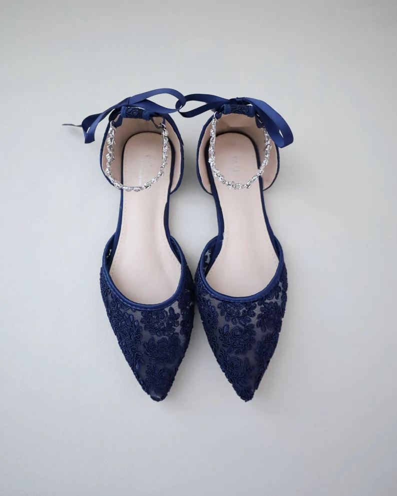 navy pointed toe flats for mother of the bride shoes