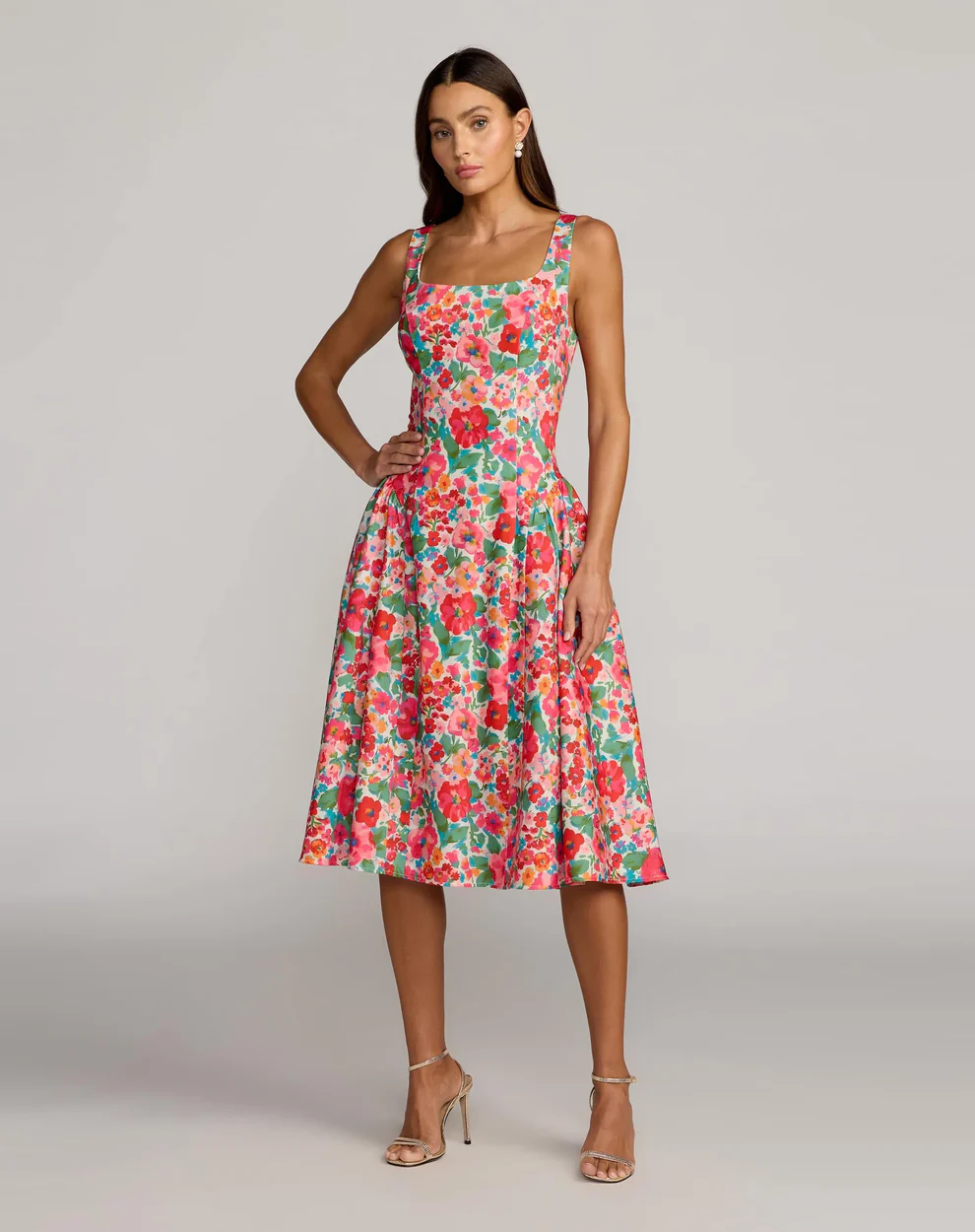 floral cocktail style wedding guest dress